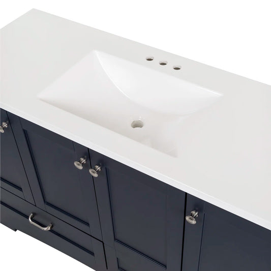 Emlyn 48" Single Bathroom Vanity w 3 Cabinets2 Drawers Cultured Marble Vanity Top FFE-1258