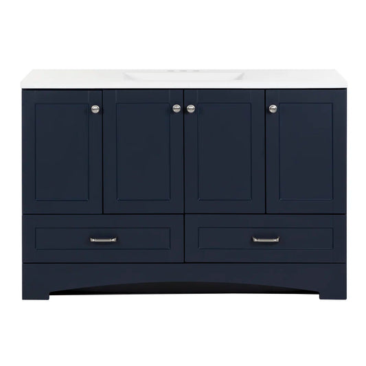 Emlyn 48" Single Bathroom Vanity w 3 Cabinets2 Drawers Cultured Marble Vanity Top FFE-1258