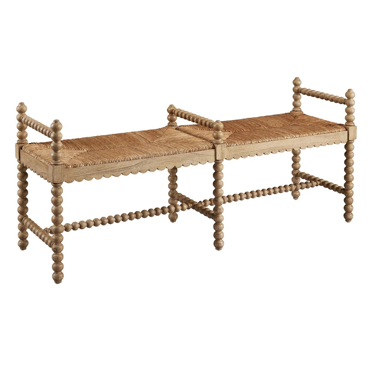 Meilani Coastal Country Brown Woven Seat Mahogany Long Entryway Bench MB1-48
