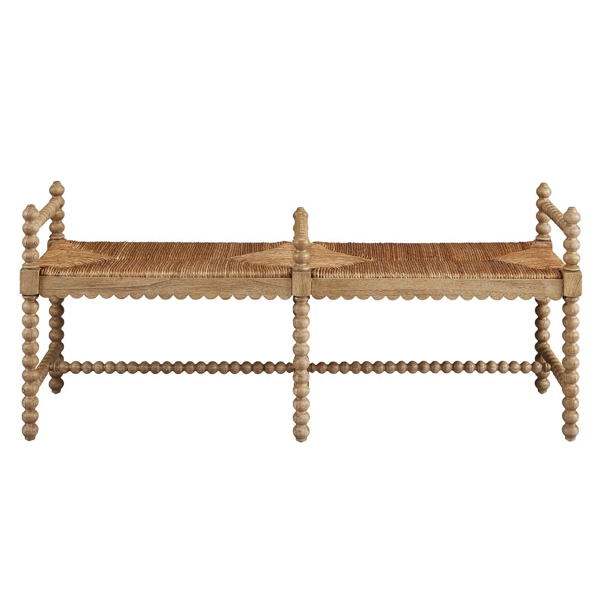 Meilani Coastal Country Brown Woven Seat Mahogany Long Entryway Bench MB1-48