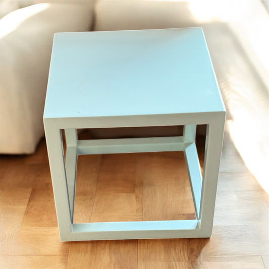 Small Square Table with Light Blue Metal Frame HR9