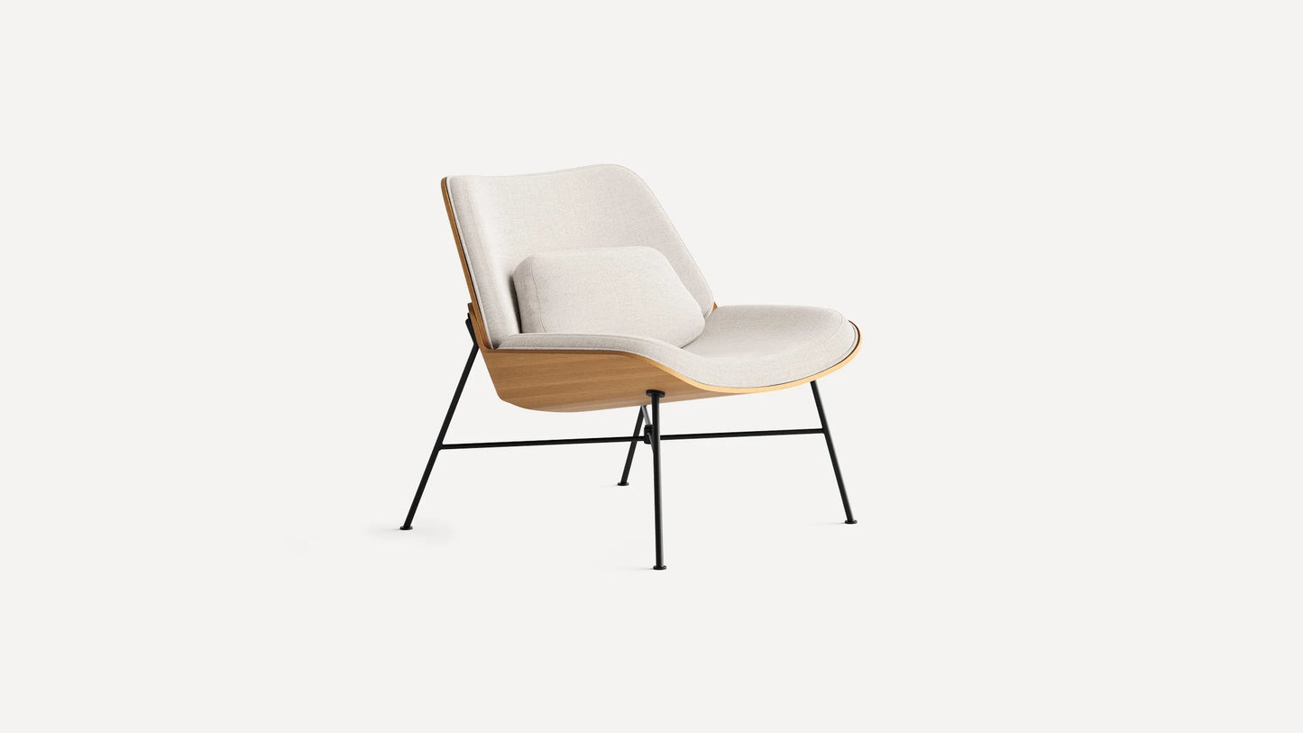Burrow The Vesper Wood & Fabric Lounge Chair in Papyrus FFE-1100
