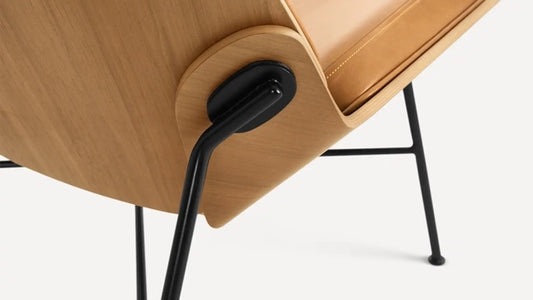 Burrow The Vesper Wood & Camel Leather Lounge Chair & Pillow FFE258-427