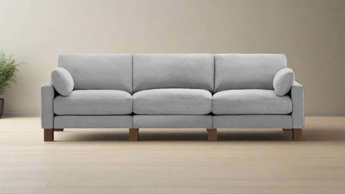 Burrow Union 3-Seat Crushed Gravel Grey Upholstered Sofa Couch FFE258-455