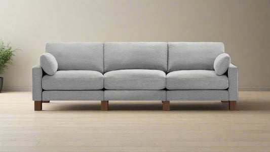 Burrow Union 3-Seat Crushed Gravel Grey Upholstered Sofa Couch FFE258-455