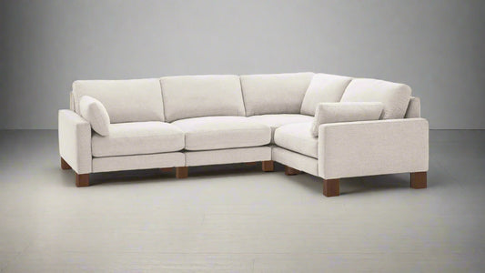 Burrow Union 4-Seat Sectional Sofa Couch Ivory Performance Chenille FFE-719