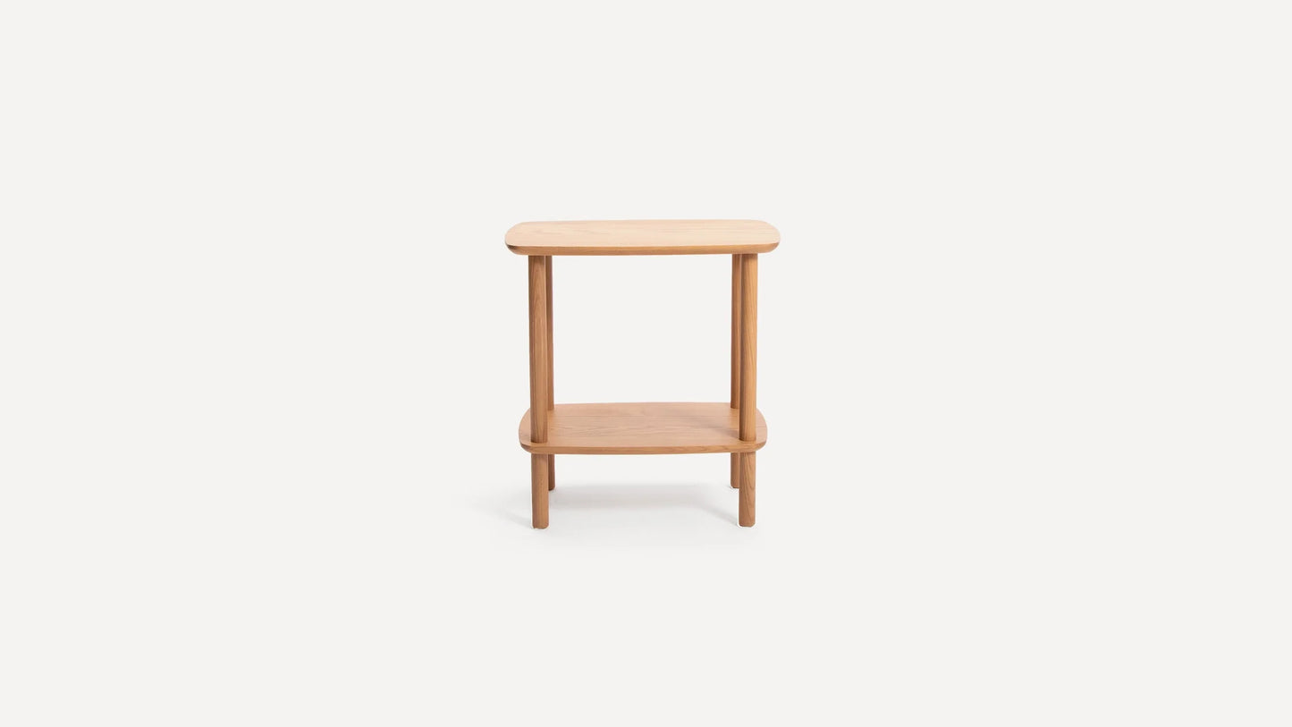 Burrow Mid Century Modern Style Serif Oak Finish Side Table FFE-1246
