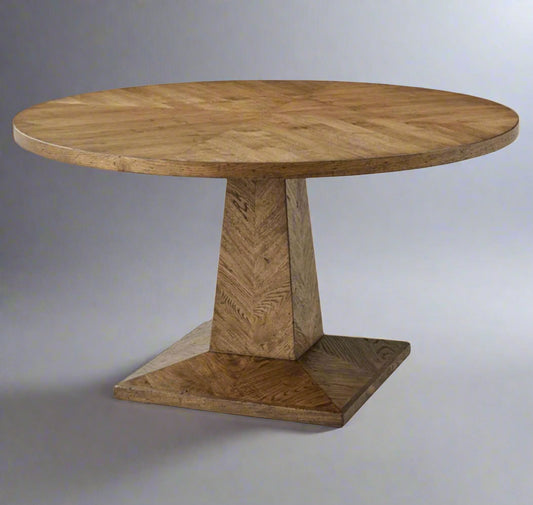 Theodore Alexander Nova Dawn Brown Herringbone Oak Round Dining Table MB1-27