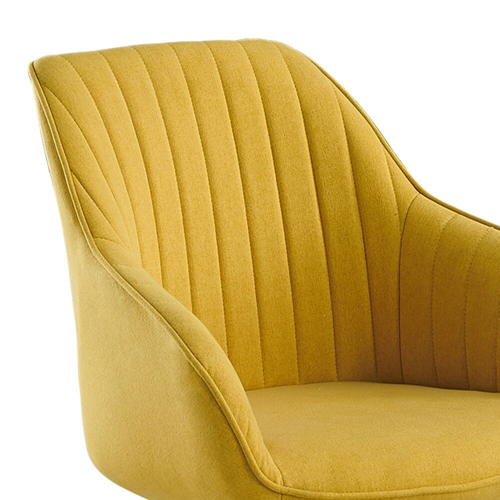 HomeRoots 23" Yellow Fabric And Natural Swivel Arm Chair FFE258-330