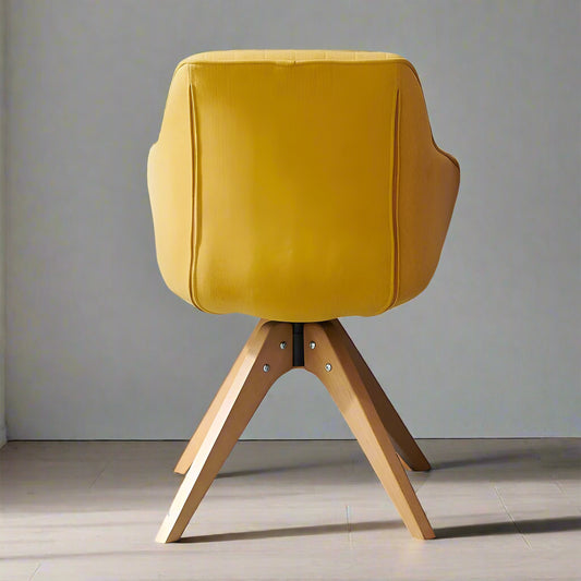 HomeRoots 23" Yellow Fabric And Natural Swivel Arm Chair FFE258-330