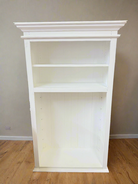 4 Shelf Adjustable White Bookcase w Shiplap Back FFE-798