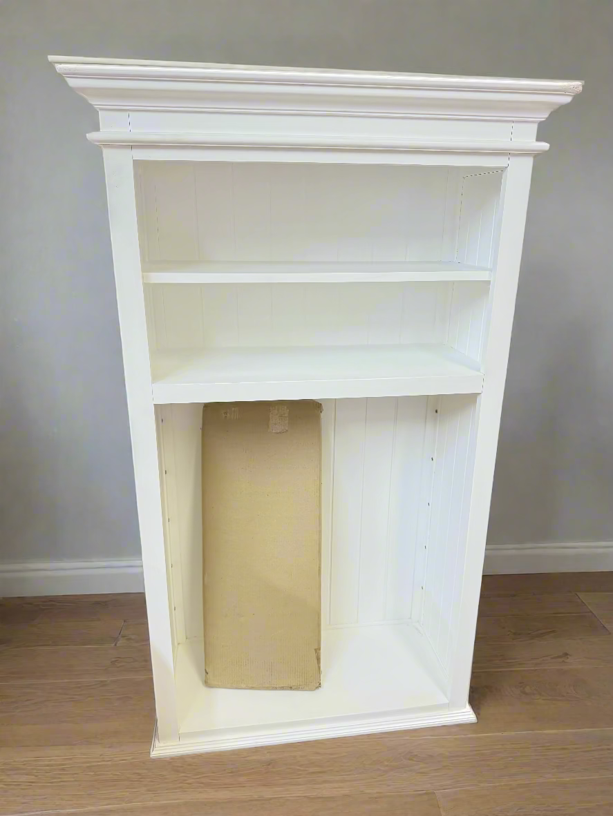 4 Shelf Adjustable White Bookcase w Shiplap Back FFE-798