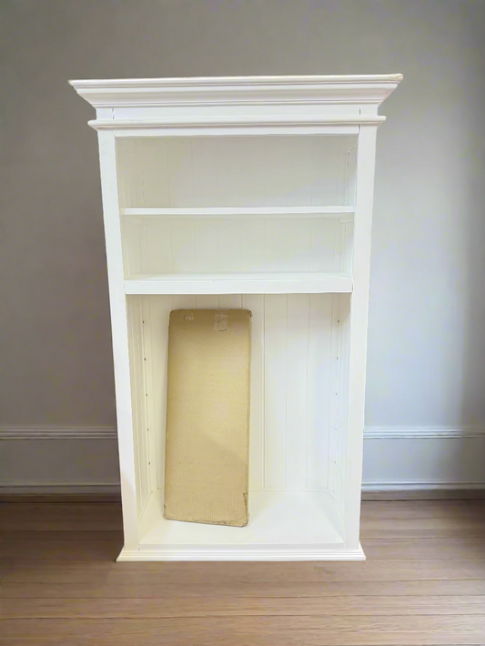 4 Shelf Adjustable White Bookcase w Shiplap Back FFE-798