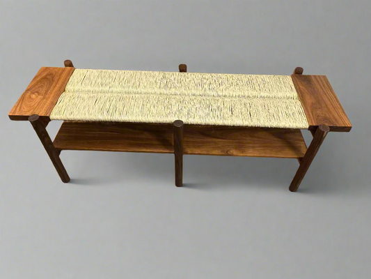 The Citizenry Zapopan Workshop San Pedro Brown Woven & Wood Bench FFE-821