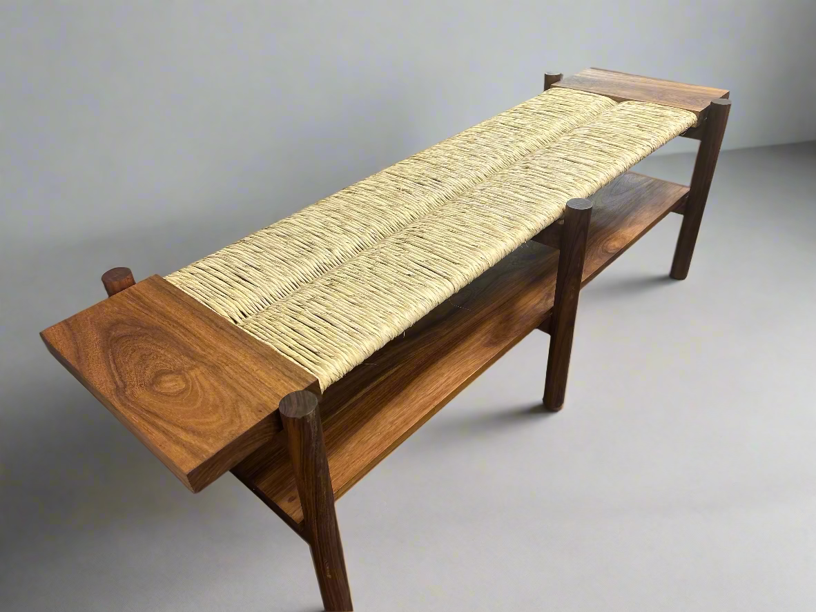 The Citizenry Zapopan Workshop San Pedro Brown Woven & Wood Bench FFE-821