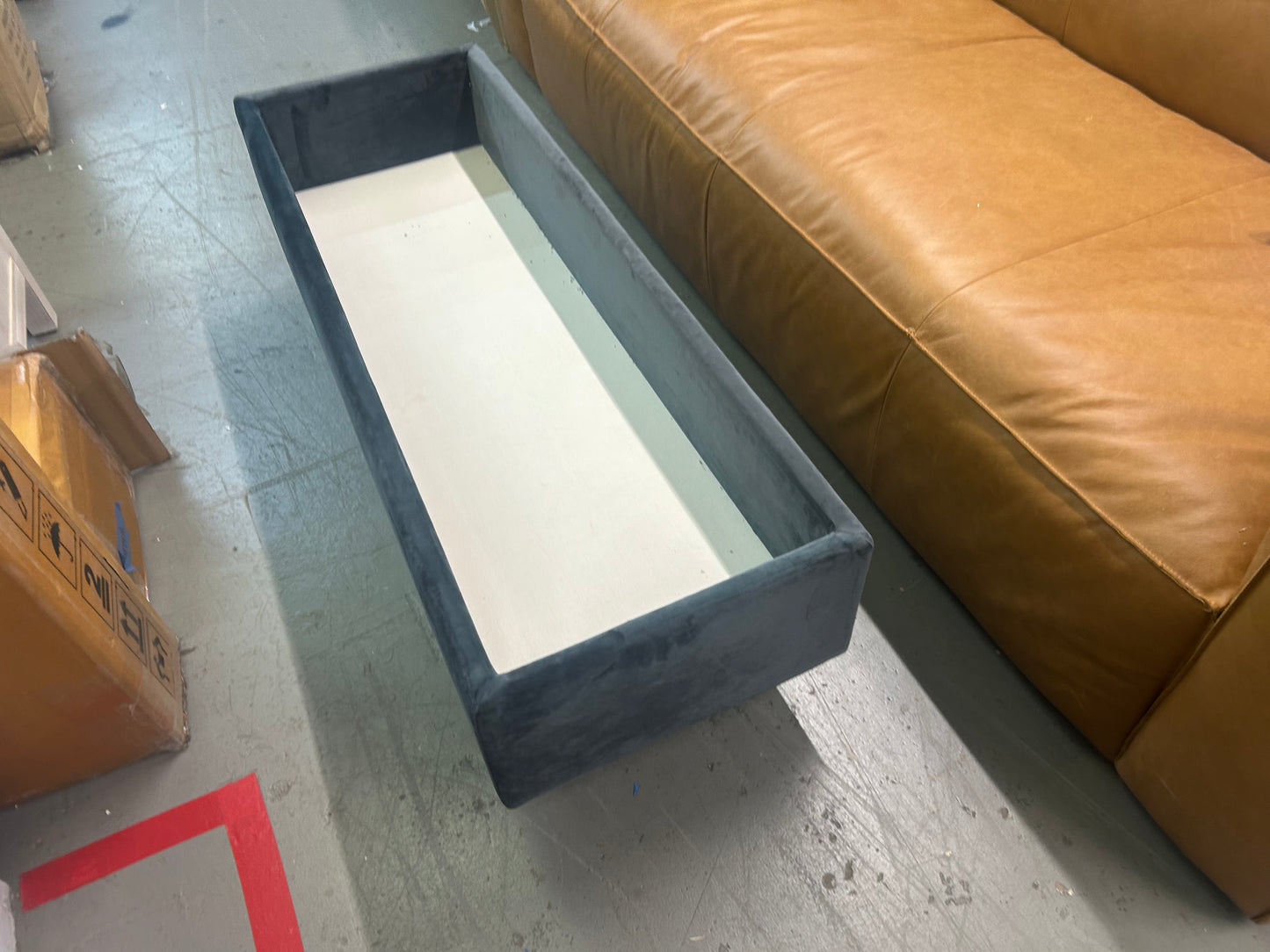 Grey/Blue Suede Removable Top Storage Bench FFE-829