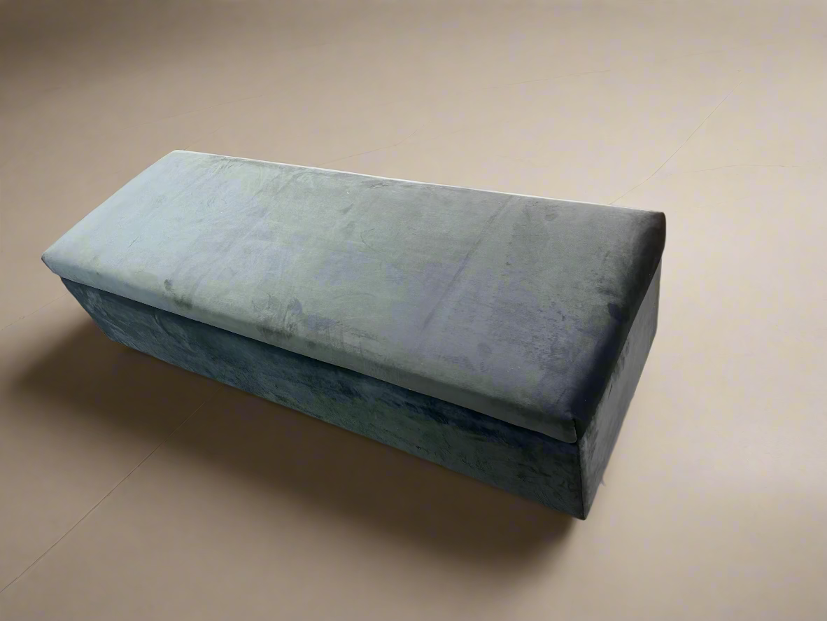 Grey/Blue Suede Removable Top Storage Bench FFE-829