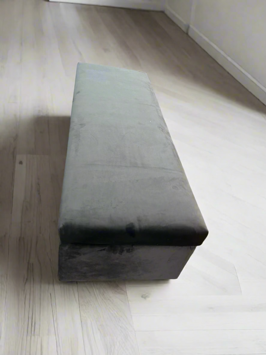 Grey/Blue Suede Removable Top Storage Bench FFE-829