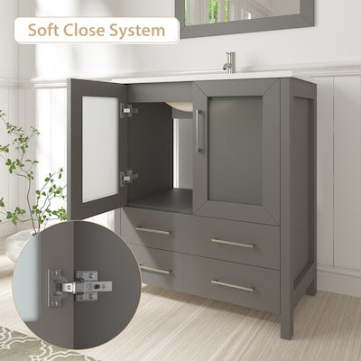 VanityArt 24" Grey Single Sink Vanity & Mirror Only, no sink or countertop FFE-831