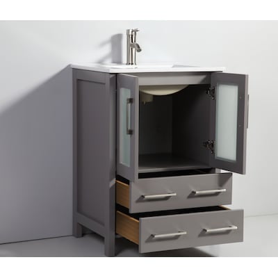 VanityArt 24" Grey Single Sink Vanity & Mirror Only, no sink or countertop FFE-831