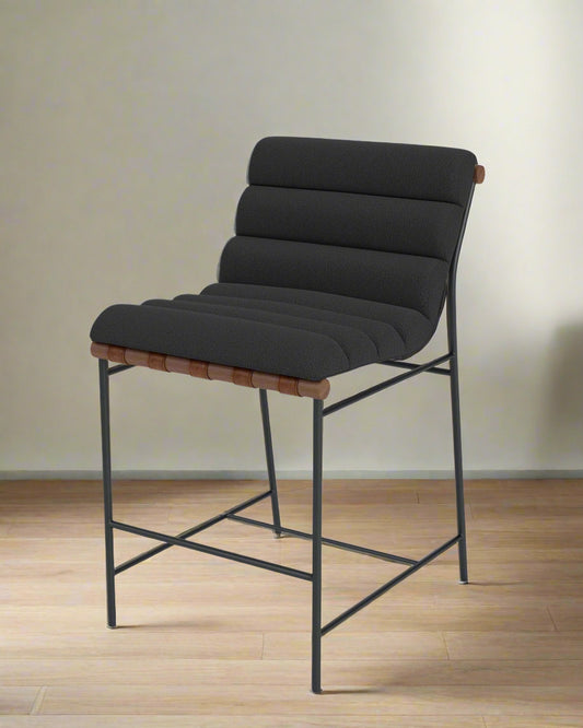 Denver Modern Vail Charcoal Boucle Walnut Counter Stool FFE258-305