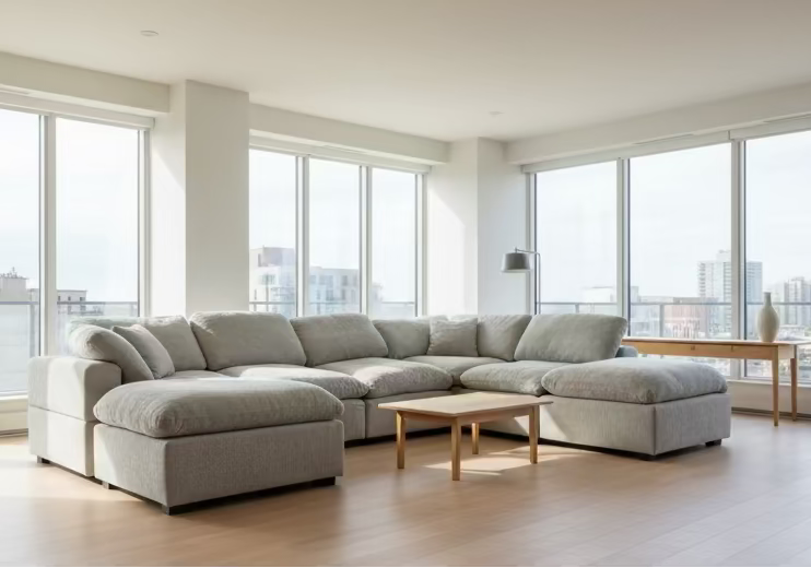 Super Comfy Large Grey Sectional Sofa Couch w 2 Chaise FFE-1069