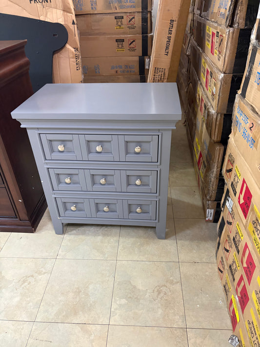 Gray Window Paned 3 Drawer Nightstand FFE-1221