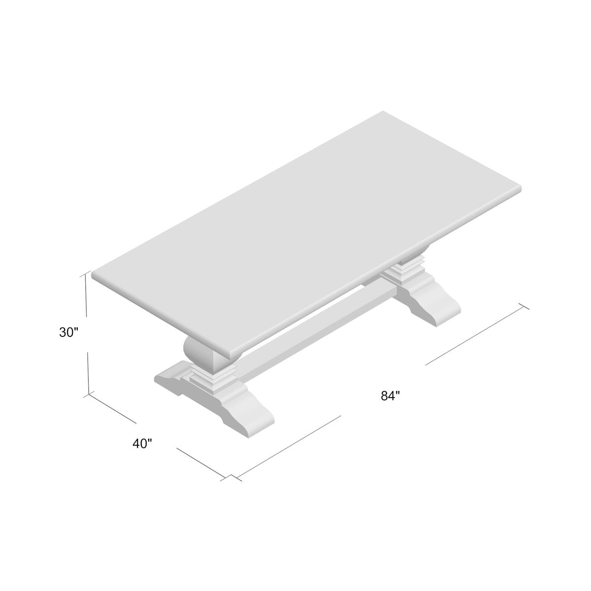 HTD Home Trends & Design Dining Table 84" Top & Stretcher FSR-DT84A0-T FFE-793
