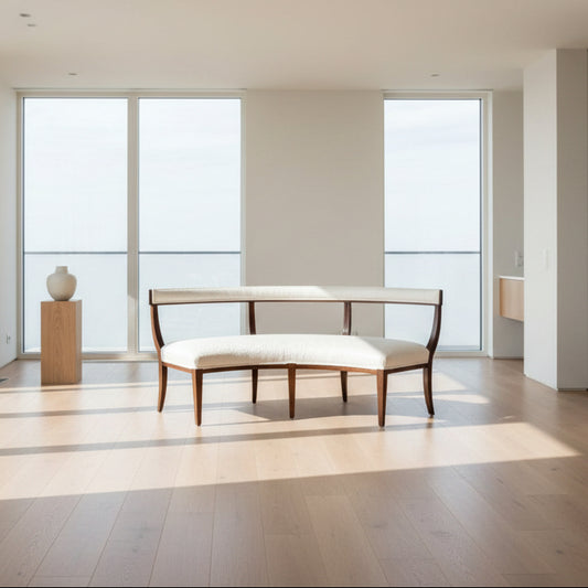 Coup Studio Demilune White Upholstered Curved Bench JD231-01