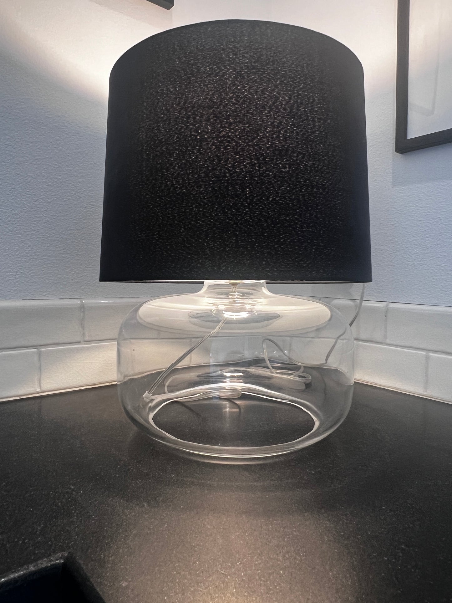 CB 2 Glass Accent Table Lamp w/Black Shade JB240-8