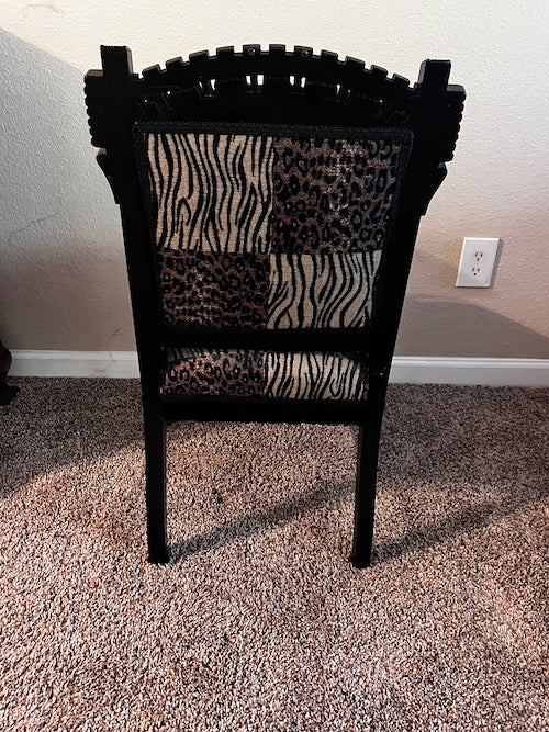 Zebra Leopard Print Antique Fringe Edge Parlor Chair GW245-5