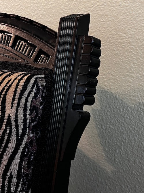 Zebra Leopard Print Antique Fringe Edge Parlor Chair GW245-5