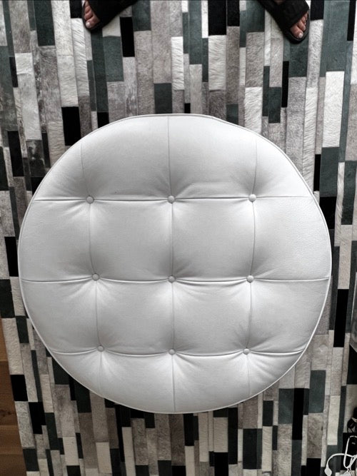 Norwalk Mikala White Leather Ottoman w/White Base JS188-37