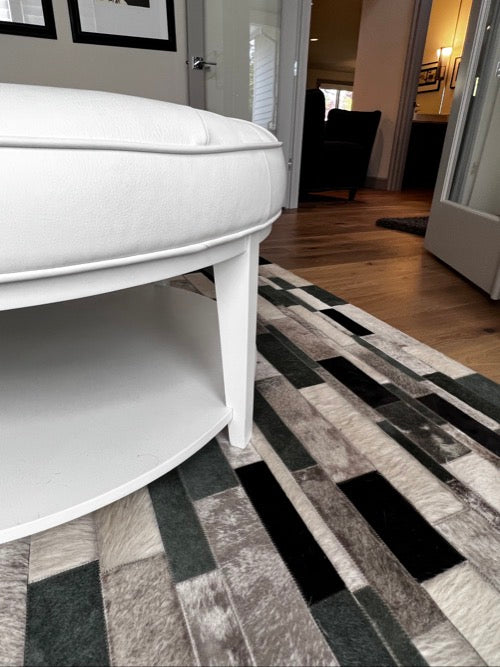 Norwalk Mikala White Leather Ottoman w/White Base JS188-37