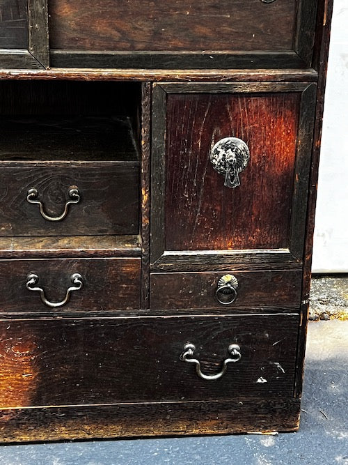 Japanese Antique Ko Cha Tansu Meiji Kuri Chestnut Tea Chest Cabinet JG264-10