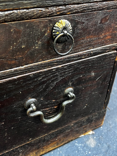 Japanese Antique Ko Cha Tansu Meiji Kuri Chestnut Tea Chest Cabinet JG264-10