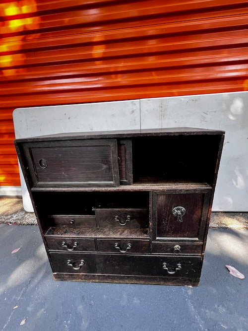 Japanese Antique Ko Cha Tansu Meiji Kuri Chestnut Tea Chest Cabinet JG264-10
