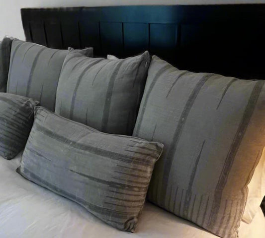 Peter Dunham Tangiers Ash Grey Graphic Linen Lumbar Pillow (2 avail) JB240-47