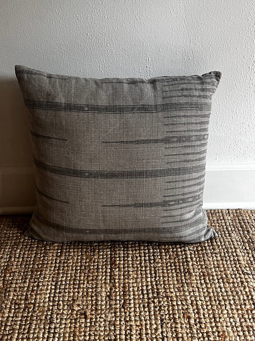 Peter Dunham Square Tangiers Ash Grey Graphic Linen Pillow (4 avail)  JB240-46
