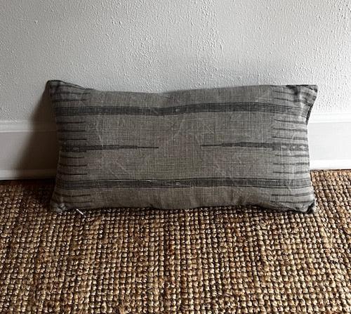 Peter Dunham Tangiers Ash Grey Graphic Linen Lumbar Pillow (2 avail) JB240-47