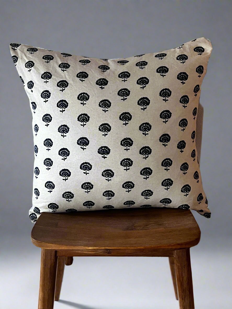 Robert Allen Indigo Hand Flora on White Pillow JB240-48