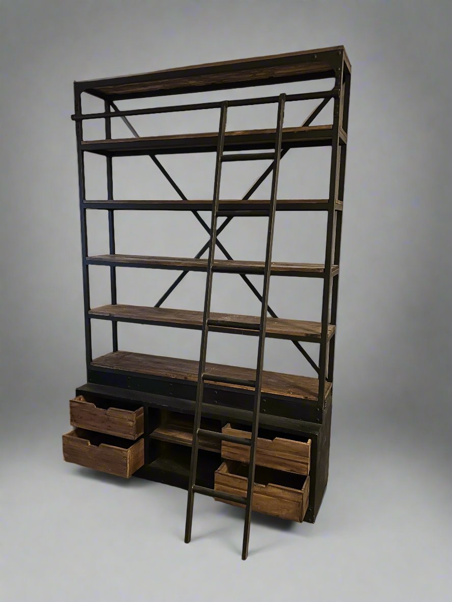 Urban Home Oversized Bookcase w Storage Loft Library w/Ladder RN268-7