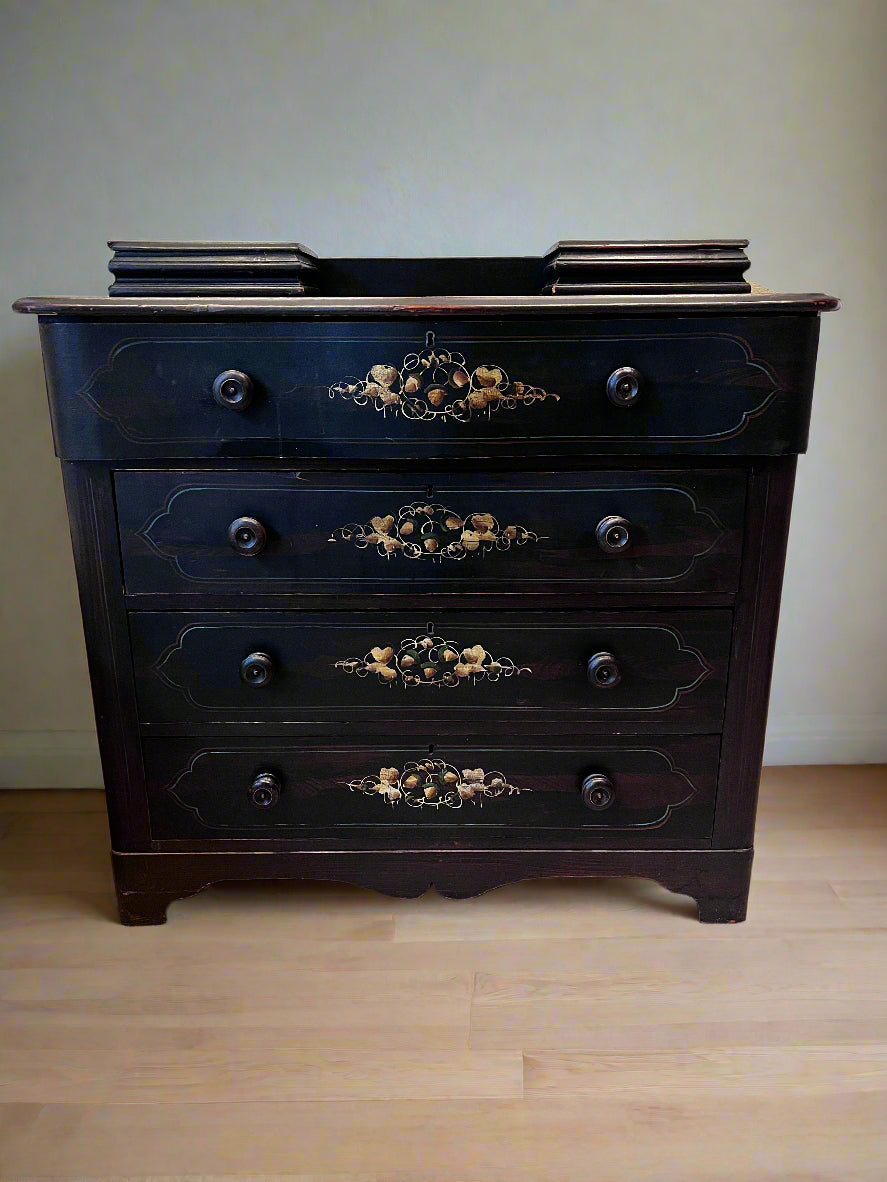 Antique 4 Drawer hand Painted Dresser w/2 Small Storage Compartments BG273-10