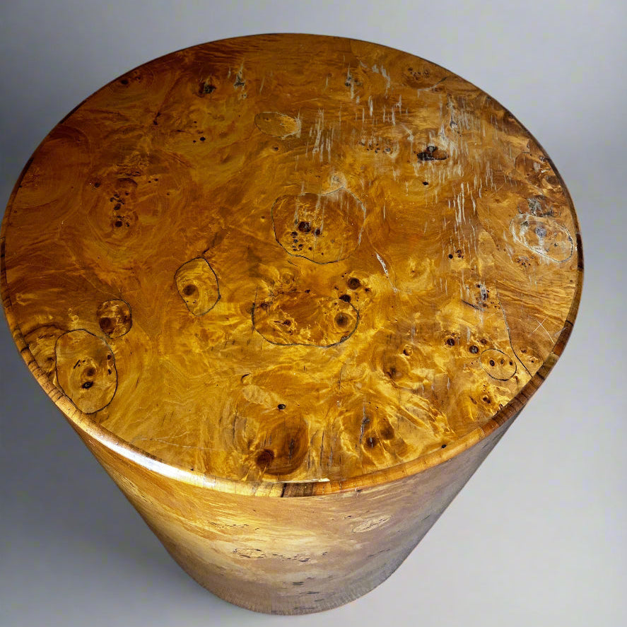 Set of 2 John Saladino Italian Round Burled Wood Side Tables BG273-14