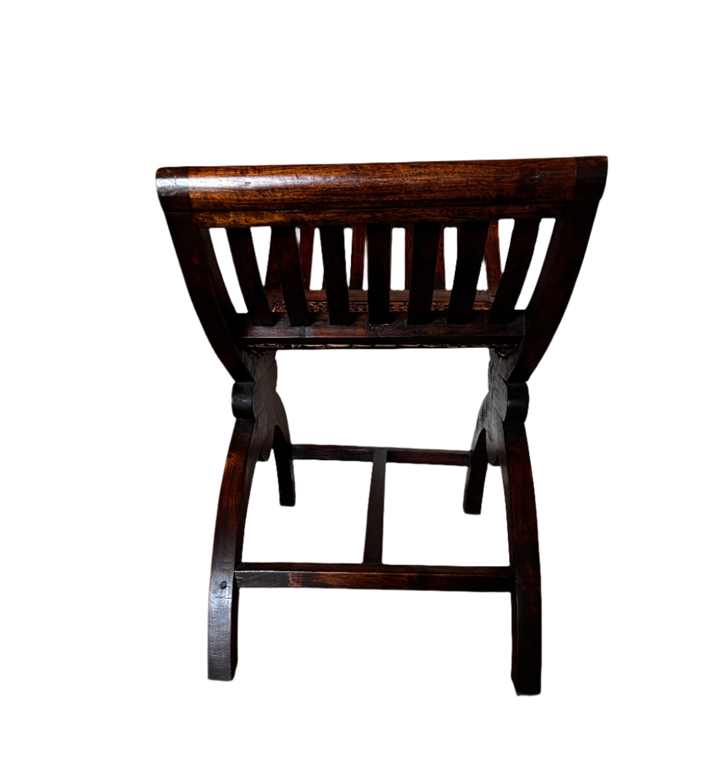 Vintage Wooden Curule Caned Seat Bench BG273-16