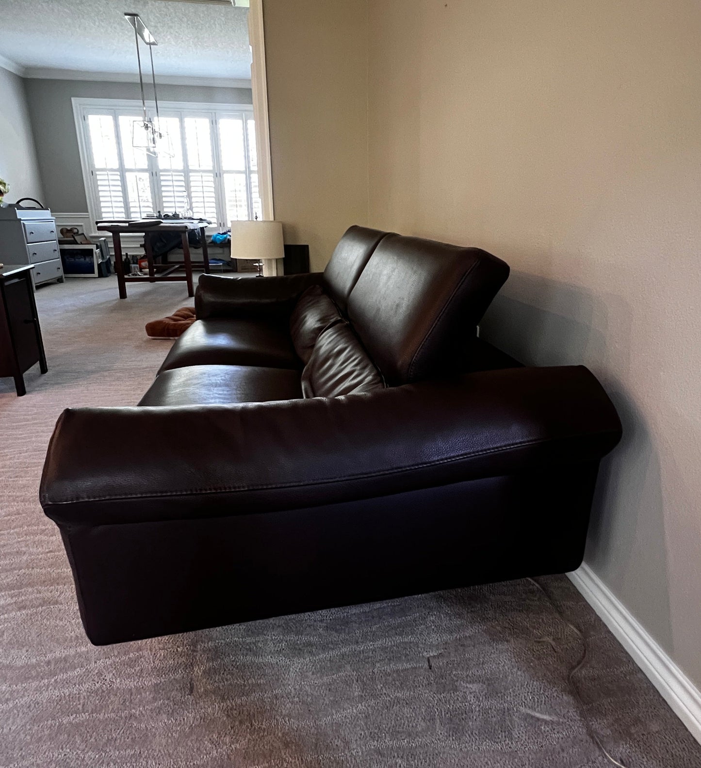 Roche Bobois Quantum 3 Seat Large Brown Leather Sofa Couch DS274-1