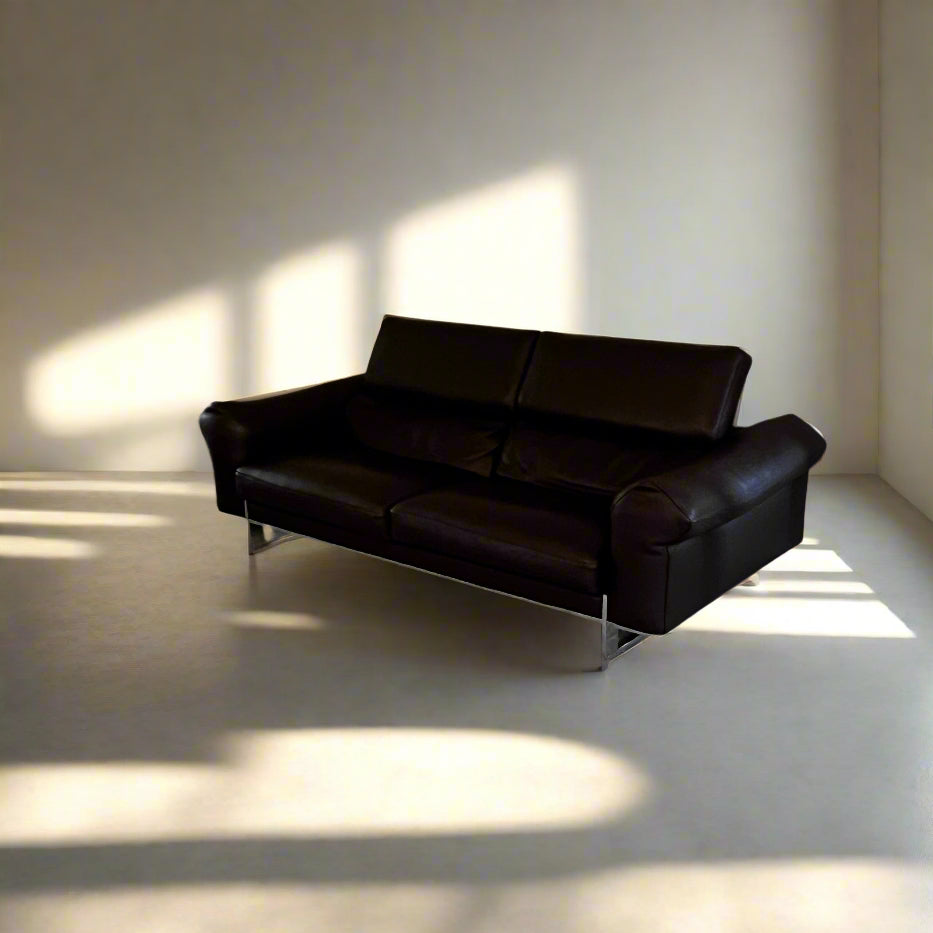Roche Bobois Quantum 3 Seat Large Brown Leather Sofa Couch DS274-1