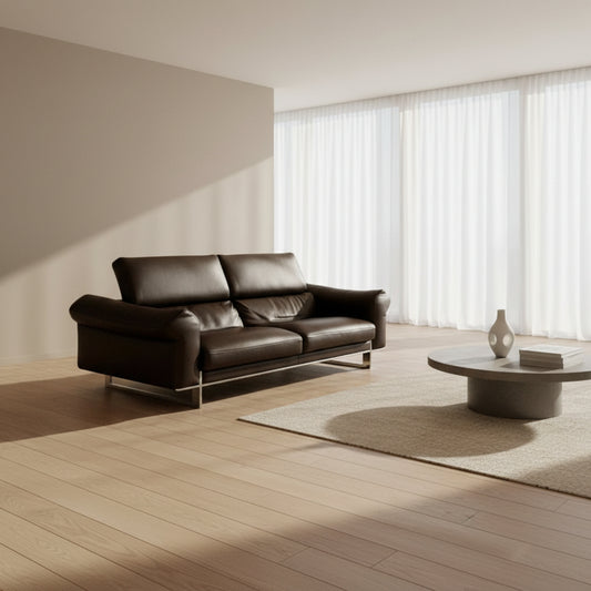 Roche Bobois Quantum 3 Seat Large Brown Leather Sofa Couch DS274-1