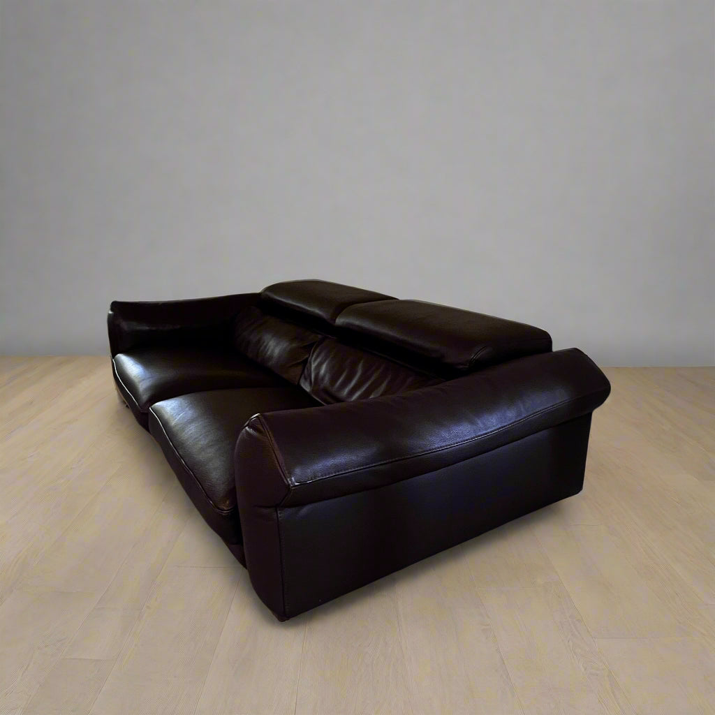 Roche Bobois Quantum 3 Seat Large Brown Leather Sofa Couch DS274-1