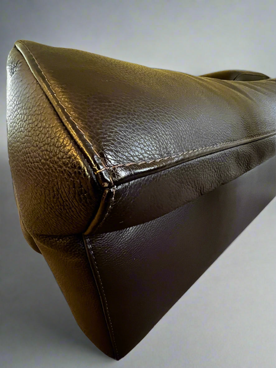 Roche Bobois Quantum 3 Seat Large Brown Leather Sofa Couch DS274-1